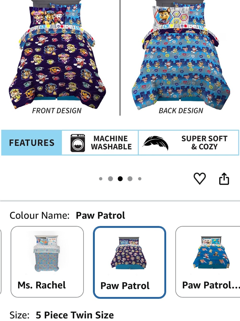 Paw Patrol Twin Comforter Set in Navy and Bright Blue